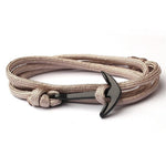 Men's Solid Sand Multi-layer Adjustable Paracord Rope Anchor Bracelet