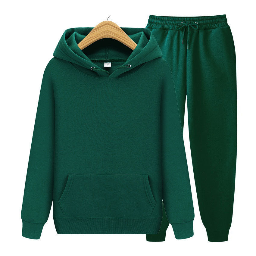 Unisex Men's Women's Trendy Two Piece Solid Money Green Color Hoodie & Joggers Sweatsuit Set