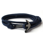Men's Solid Navy Blue Multi-layer Adjustable Paracord Rope Anchor Bracelet