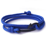 Men's Solid Blue Multi-layer Paracord Fishing Hook Charm Fashion Bracelet Jewelry