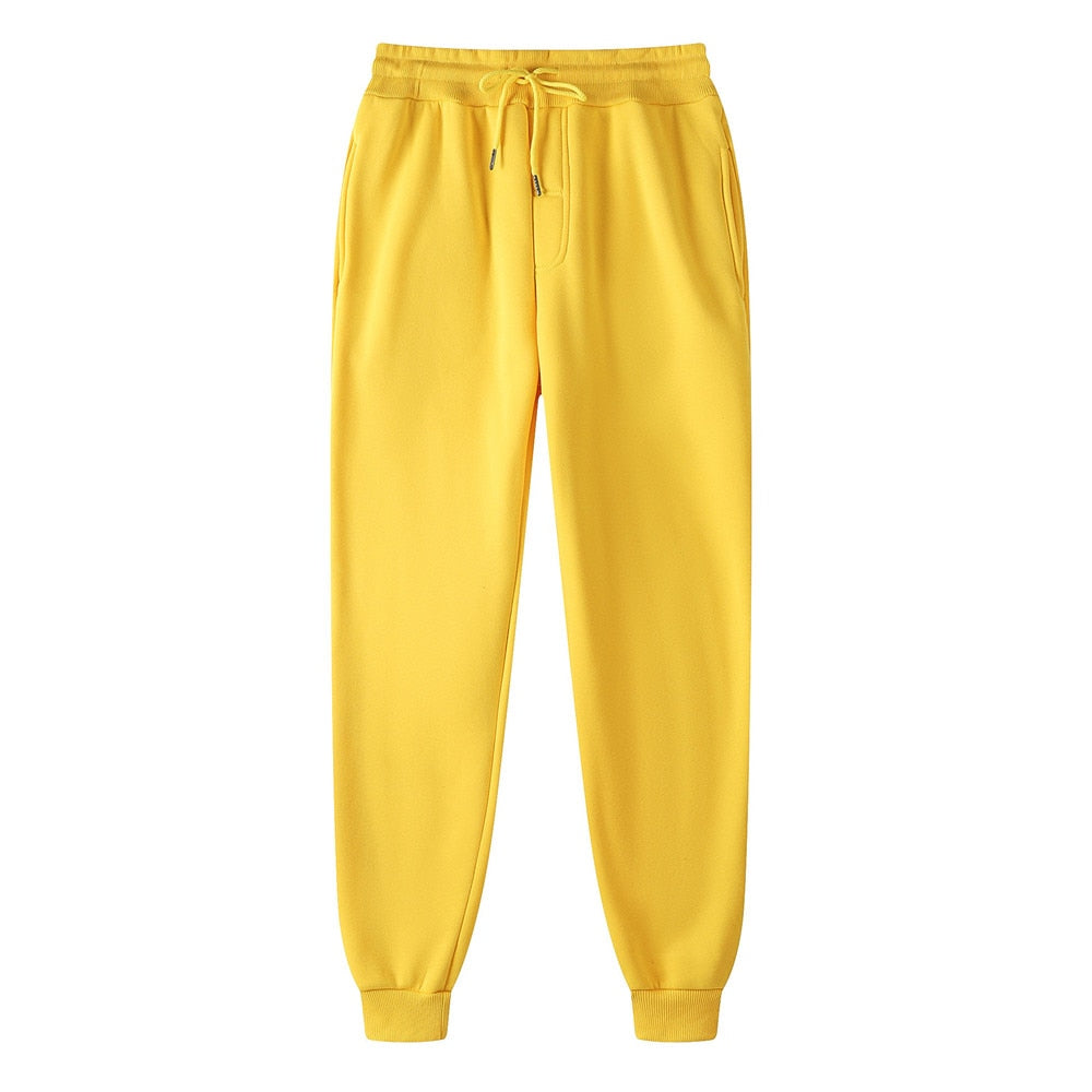 Unisex Men's Women's Solid Canary Yellow Color Fleece Joggers Dump Covers