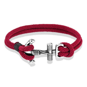 Men's Double Red Rope Classic Nautical Anchor Bracelet Jewelry
