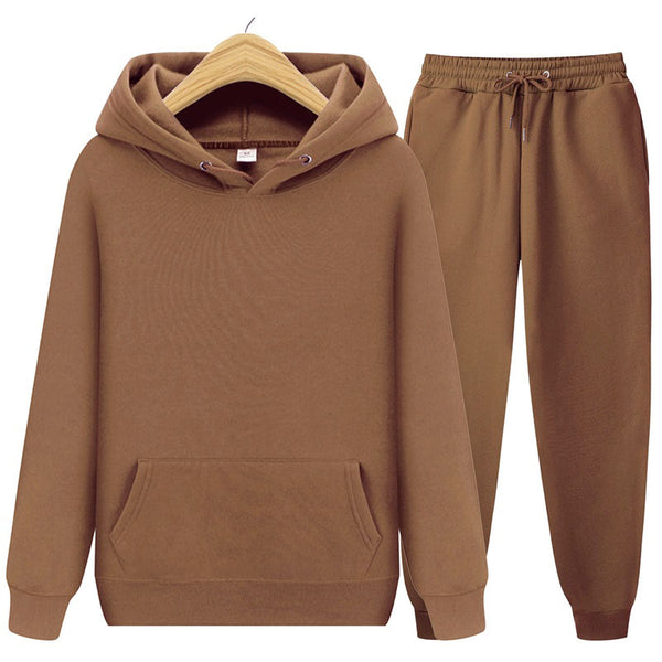 2-Piece Hoodies Set Solid Color Pullover Sweatshirt & Sweatpants
