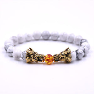 Handmade 19 CM Dragonhead Fireball Charm White Natural Stone Bracelets Jewelry
