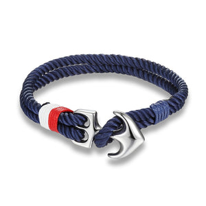 Men's Double Strand Blue Nautical Anchor Bracelet Jewelry