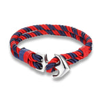 Men's Double Strand Red Blue Nautical Anchor Bracelet Jewelry