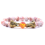 Handmade 19 CM Dragonhead Fireball Charm Pink Salt Natural Stone Bracelets Jewelry