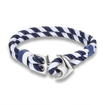 Men's Double Strand Blue White Nautical Anchor Bracelet Jewelry
