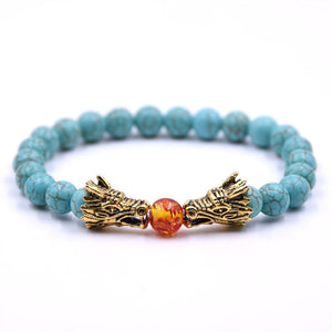 Handmade 19 CM Dragonhead Fireball Charm Turquoise Natural Stone Bracelets Jewelry
