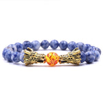 Handmade 19 CM Dragonhead Fireball Charm Blue Natural Stone Bracelets Jewelry