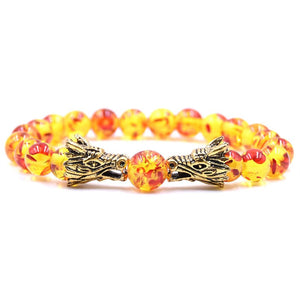 Handmade 19 CM Dragonhead Fireball Charm Amber Natural Stone Bracelets Jewelry
