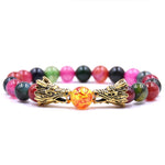 Handmade 19 CM Dragonhead Fireball Charm Multi-Color Rainbow Natural Stone Bracelets Jewelry