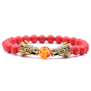 Handmade 19 CM Dragonhead Fireball Charm Red Turquoise Natural Stone Bracelets Jewelry