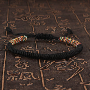 Unisex Handmade Lucky Buddhist Black Tibetan Prayer Adjustable Paracord Bracelet Jewelry