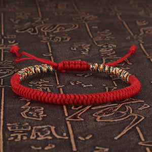 Unisex Handmade Lucky Buddhist Red Tibetan Prayer Adjustable Paracord Bracelet Jewelry