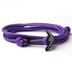 Men's Solid Purple Multi-layer Adjustable Paracord Rope Anchor Bracelet