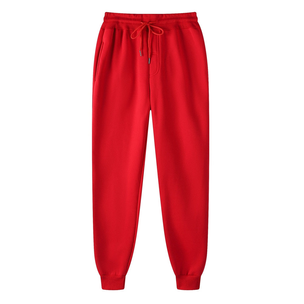 Unisex Men's Women's Solid Red Color Fleece Joggers Dump Covers