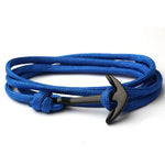 Men's Solid Blue Multi-layer Adjustable Paracord Rope Anchor Bracelet