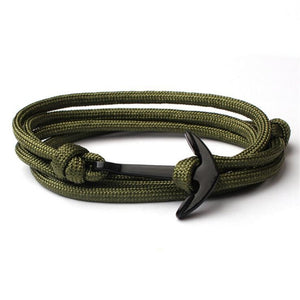 Men's Solid Olive Multi-layer Adjustable Paracord Rope Anchor Bracelet