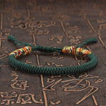 Unisex Handmade Lucky Buddhist Green Tibetan Prayer Adjustable Paracord Bracelet Jewelry