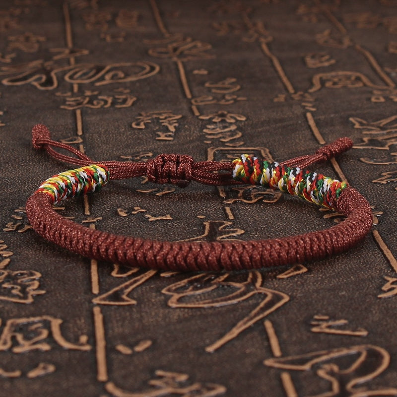 Unisex Handmade Lucky Buddhist Brown Tibetan Prayer Adjustable Paracord Bracelet Jewelry