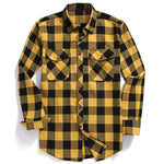 Yellow Dual Pocket Long-Sleeve Plaid Lumberjack Flannel Shirt