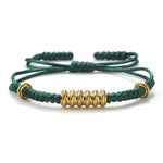 Lucky Handmade Emerald Green Braided Tibetan Buddhist Copper Beaded Charm Bracelets
