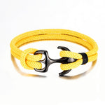 Men's Double Strand Yellow Paracord Rope Stainless Steel Nautical Anchor Bracelet Jewelry