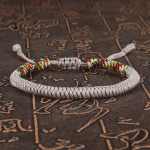 Unisex Handmade Lucky Buddhist Silver Tibetan Prayer Adjustable Paracord Bracelet Jewelry