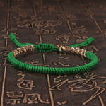 Unisex Handmade Lucky Buddhist Green Tibetan Prayer Adjustable Paracord Bracelet Jewelry