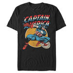 Men's Black Vintage Retro Marvel Captain America Graphic Comic Gym T-Shirt