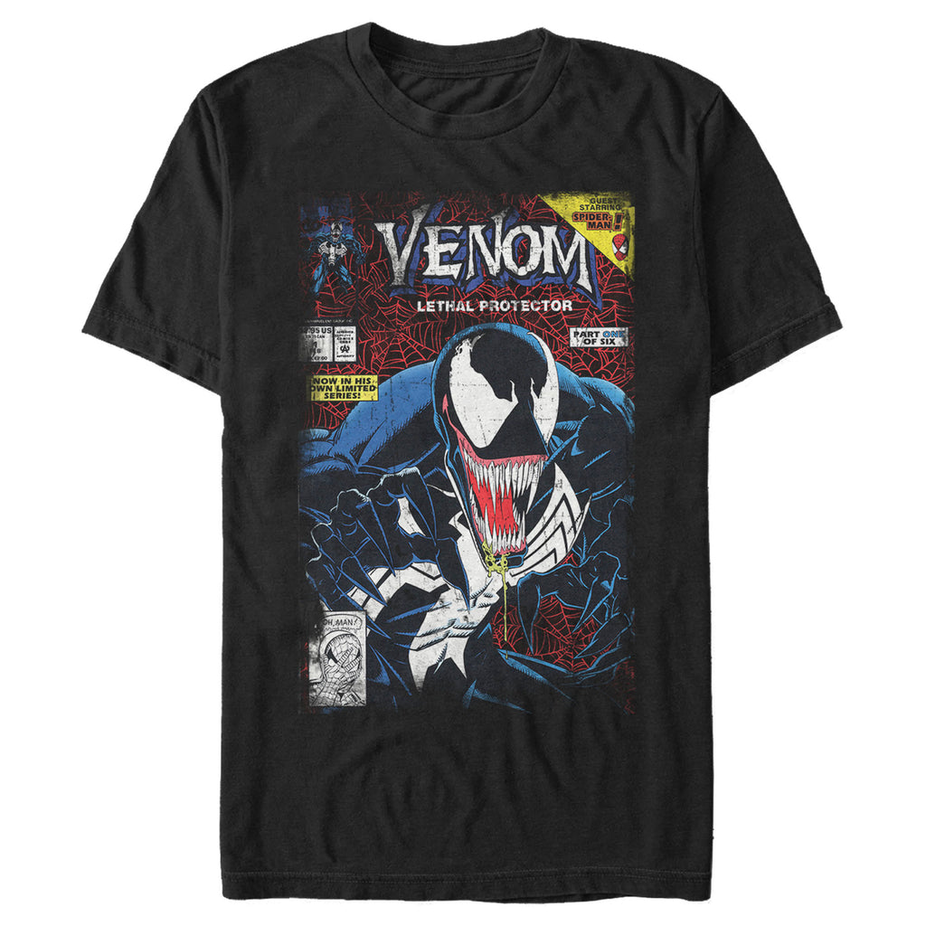 Men's Black Vintage Retro Marvel Venom Graphic Comic Gym T-Shirt