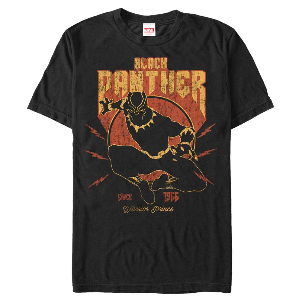 Men's Black Vintage Retro Marvel Lightning Panther Superhero Comic Graphic Gym T-Shirt