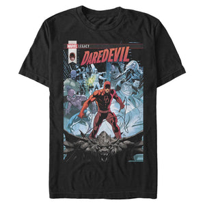 Men's Black Vintage Retro Marvel Daredevil Graphic Comic Gym T-Shirt