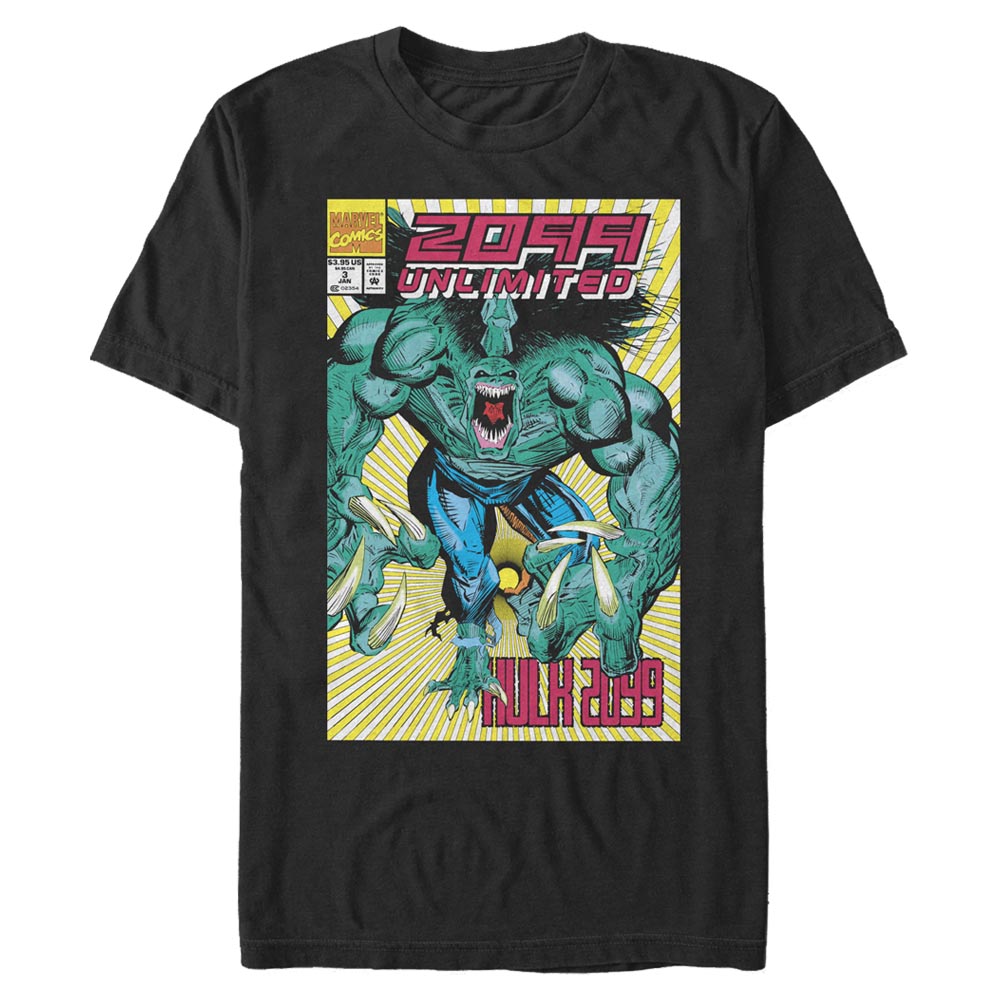 Men's Black Retro Vintage Marvel Hulk 2099 Superhero Graphic Comic Book Power Gym T-Shirt