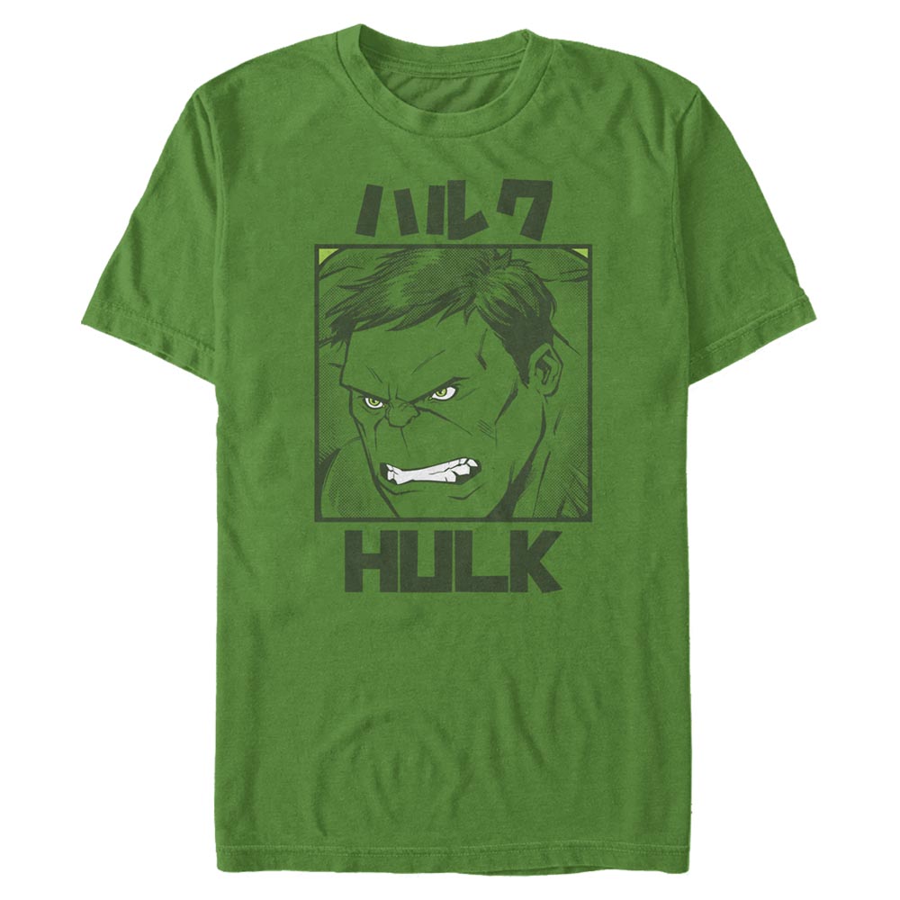 Men's Green Retro Vintage Marvel Hulk Kanji Superhero Graphic Comic Book Power Gym T-Shirt