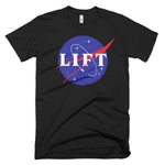 Black NASA LIFT Heavy Space Gym Workout Short-Sleeve Unisex TShirt