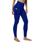 Women's Classic High-waisted Royal Blue Yoga Leggings With Pockets