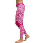 Women's Mid-rise Hot Pink Mandala Yoga Leggings