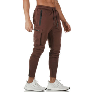 Men's Wine Dirt Red Rust Tactical Multi-pocket Cargo Gym Fitness Joggers Sweatpants