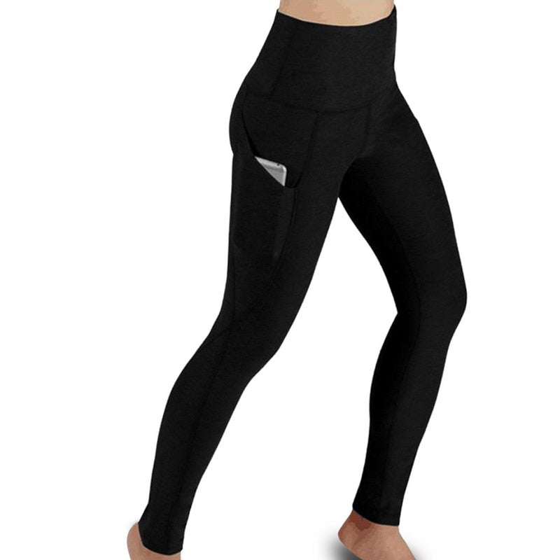 Women's Classic High-waisted Black Yoga Leggings With Pockets