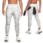 Men's White Camouflage Slim Fit Gym Fitness Athletic Joggers Sweatpants