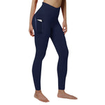 Women's Classic High-waisted Navy Blue Yoga Leggings With Pockets