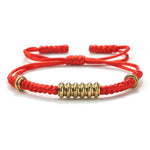 Lucky Handmade Red Braided Tibetan Buddhist Copper Beaded Charm Bracelets