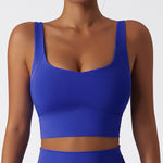 Women's Solid Blue Color Seamless Athletic Sports Bra