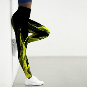 Women's Yellow Flames Fire High-waisted Athletic Yoga Leggings