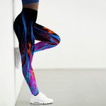 Women's Gassed Up Pink Blue Flames Fire High-waisted Athletic Yoga Leggings