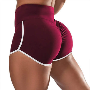 Women's Wine Red High-waisted Classic Old School Gym Muscle Mommy Squats Push Up Hotpants Shorts