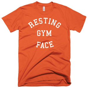 Orange White Resting Gym Face Fitness Weightlifting Powerlifting CrossFit T-Shirt