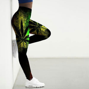 Women's Pride of Jamaica Reefer High-waisted Athletic Yoga Leggings